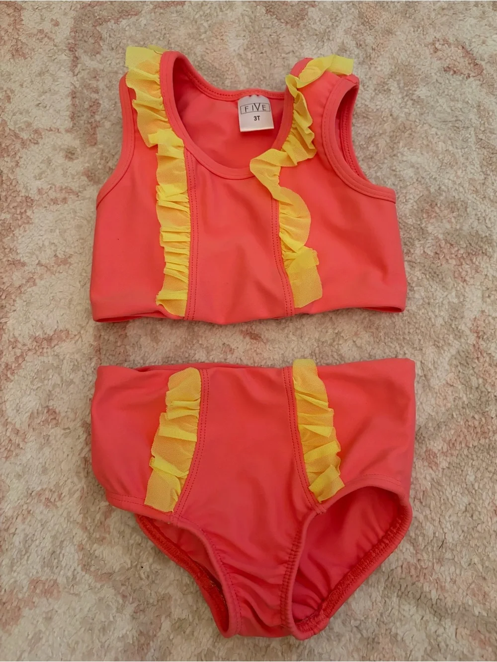 Five Dancewear Coral & Yellow Ruffle Two-Piece 3T